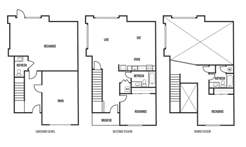 Floor plan for 3 beds, 2.5 baths, 3000 sqft